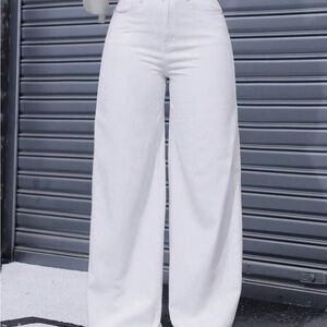 White Wide-Leg Jeans
